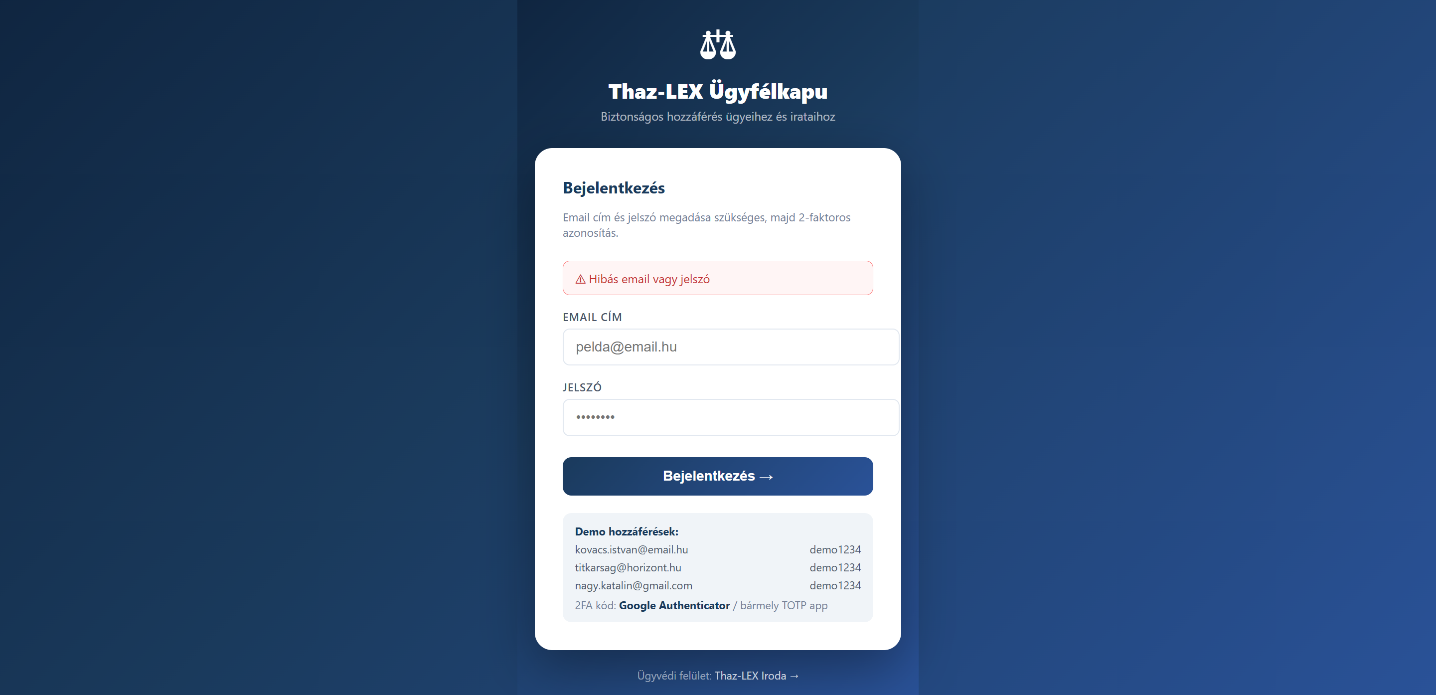 Ügyfélportál login